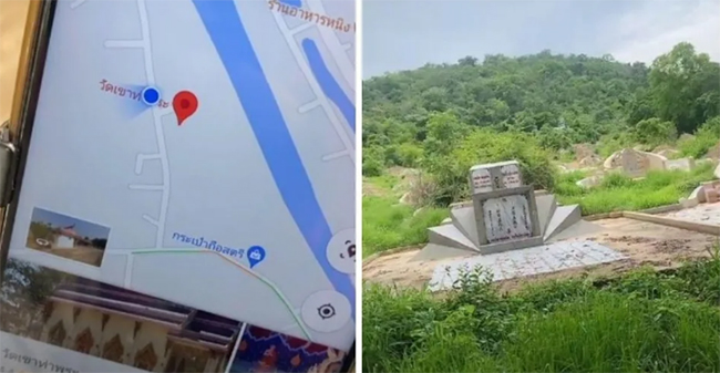 Anh&nbsp;Muangn đi theo&nbsp;Google Maps và sốc nặng khi điểm khách đặt hàng là nghĩa trang hoang vu, không có bóng người