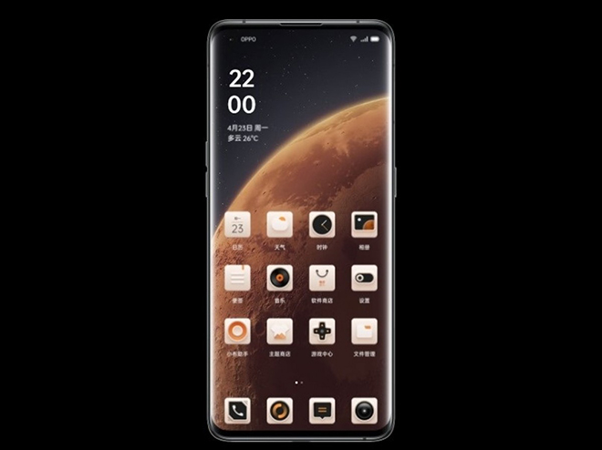 Oppo Find X3 Pro Sao Hỏa có giao diện độc đáo.