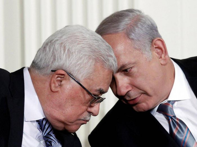 Tổng thống Palestine Mahmoud Abbas và Thủ tướng Israel Benjamin Netanyahu - ảnh Middle East Eye.