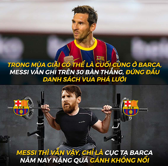 Barca có vẻ như đã quá nặng so với đôi vai của Messi.