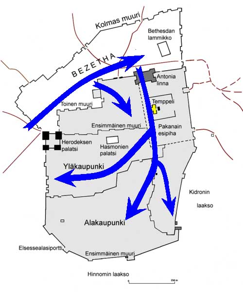 Con đường tiến công thành Jerusalem năm 70 của quân La Mã.