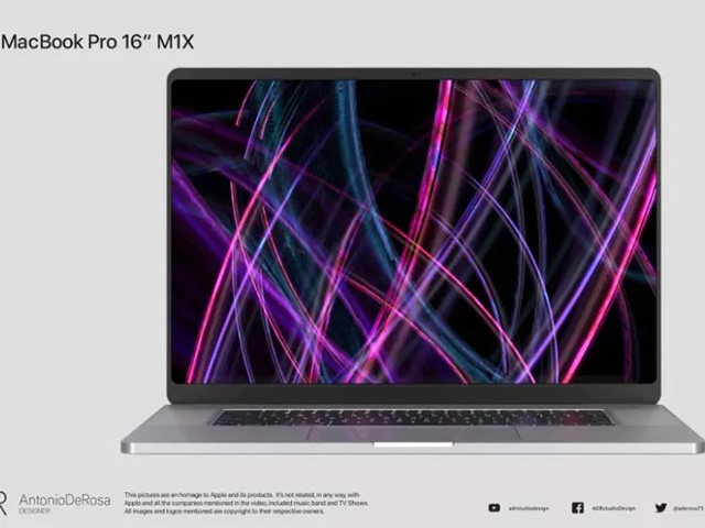 Kết xuất MacBook Pro 16 inch M1X cực sang với phong cách iPhone 12