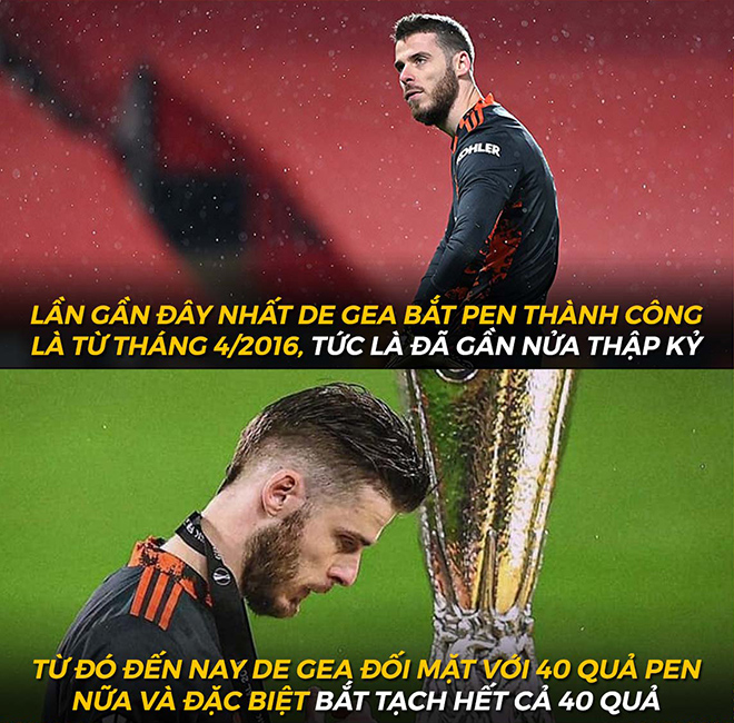 Phong độ bắt Pen của De Gea chưa bao giờ được đánh giá cao.