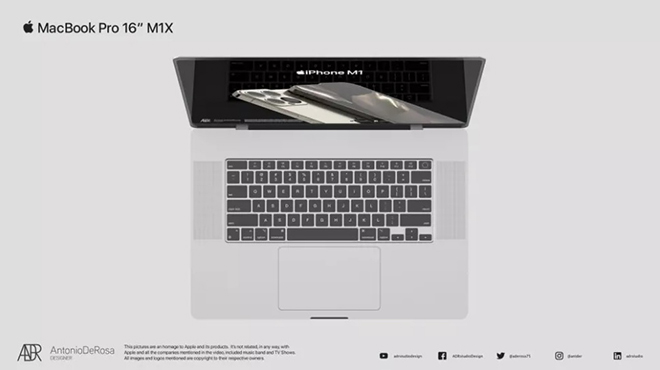 Ảnh kết xuất MacBook Pro 16 inch M1X.