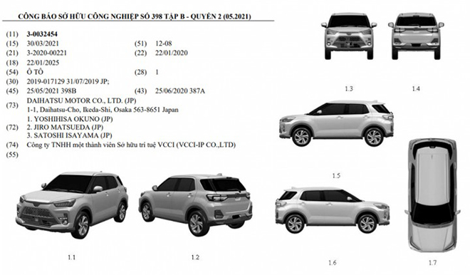 Toyota Raize 2021 đã được đăng ký bảo hộ kiểu dáng công nghiệp tại Việt Nam - 1