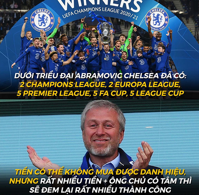 Chelsea giành vô số danh hiệu lớn nhỏ dưới thời chủ tịch người Nga.