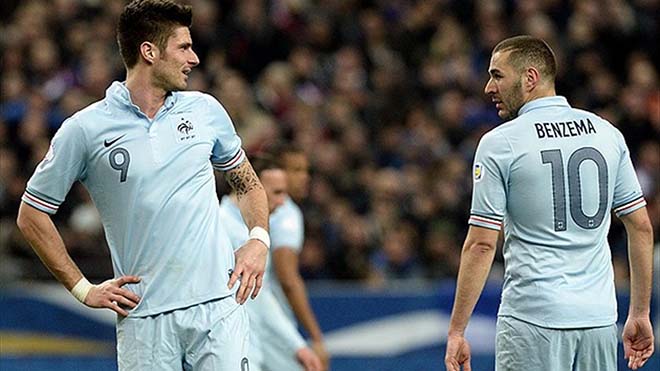 Tuyển Pháp đau đầu với khối mâu thuẫn giữa Giroud và Benzema