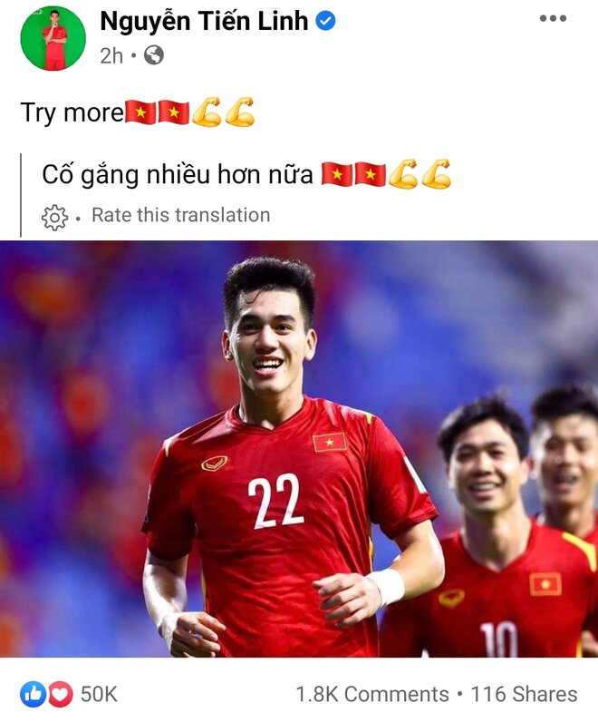Dòng trạng thái mới nhất của Nguyễn Tiến Linh.