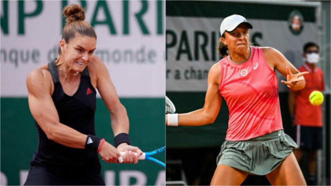Maria Sakkari (trái) biến Iga Switatek thành cựu vô địch Roland Garros