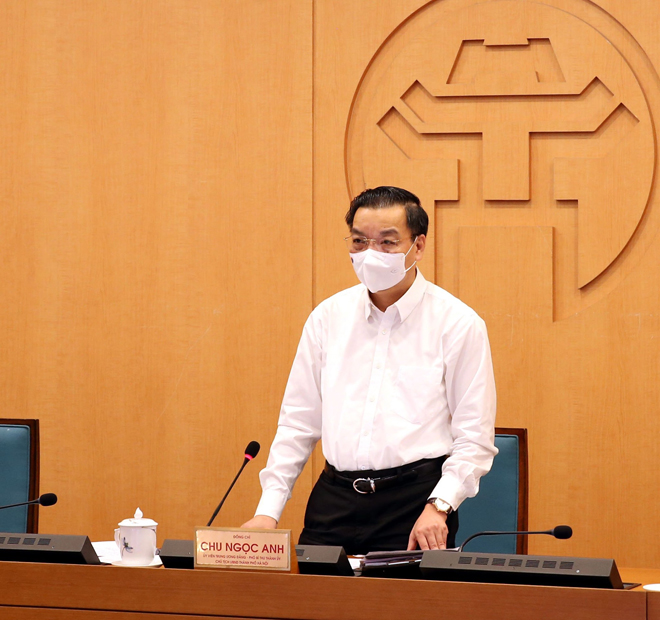 Chủ tịch UBND TP.Hà Nội Chu Ngọc Anh phát biểu tại phiên họp ban chỉ đạo phòng chống dịch COVID-19 TP ngày 10/6.