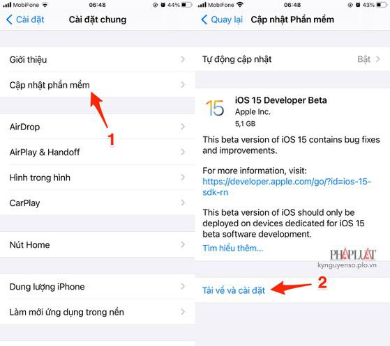 Tải và cài đặt iOS 15 beta để trải nghiệm các tính năng mới. Ảnh: MINH HOÀNG