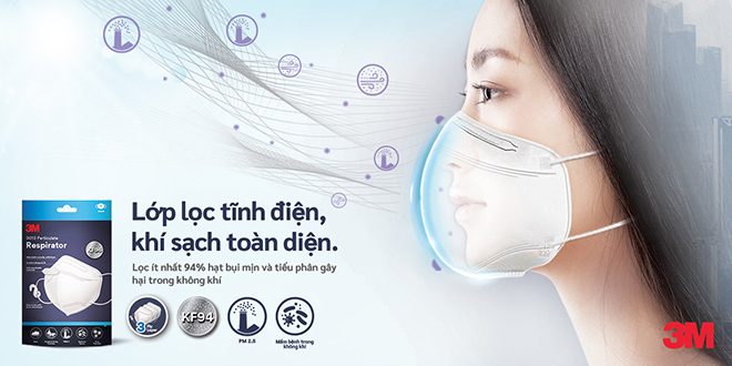 3M giới thiệu Khẩu trang tiêu chuẩn KF94 giúp bảo vệ người tiêu dùng khỏi virus, mầm bệnh trong không khí và bụi mịn - 1