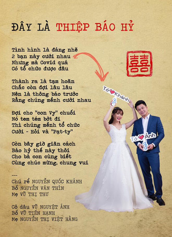 Tấm thiệp báo hỷ thú vị của cặp đôi Hà thành