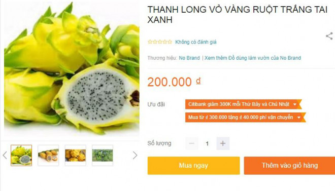 Thanh long vàng trên chợ mạng có hình thức đẹp hơn với giá 200.000 đồng/kg