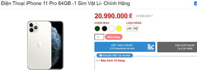 Giá bán của iPhone 11 Pro còn rất hấp dẫn.