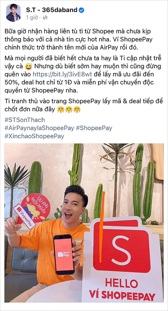 Trong khi đó, S.T Sơn Thạch cập nhật anh vẫn đang gom cho bằng hết mã giảm giá từ ShopeePay để tiếp tục chốt đơn không ngừng tay