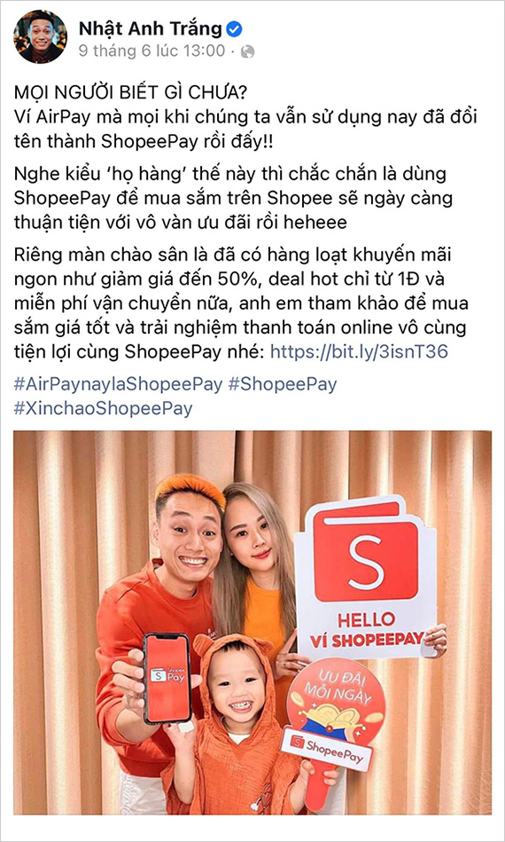 Nhật Anh Trắng chia sẻ những ưu đãi hấp dẫn của ShopeePay đến người hâm mộ