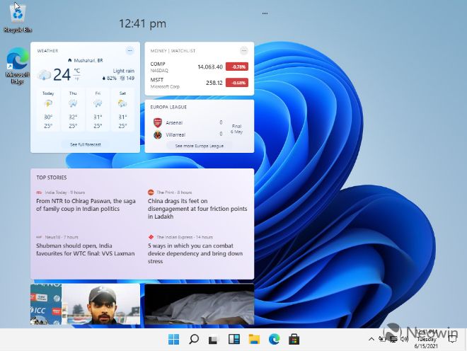 Một thay đổi đáng chú ý khác trên desktop&nbsp;là việc bao gồm các widget. Hiện tại, phần này sẽ mở ra phiên bản widget News và Interests đã được giới thiệu cho Windows 10 vào đầu năm nay. Microsoft cũng đã cập nhật chế độ Task View với các góc tròn và giao diện đẹp hơn phù hợp hơn với giao diện người dùng mới.