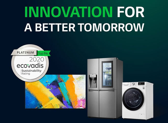 Năm 2020, LG lọt top 1% các công ty hàng đầu thế giới có sáng kiến bền vững, được công nhận bởi tổ chức kiểm định bền vững toàn cầu EcoVadis.