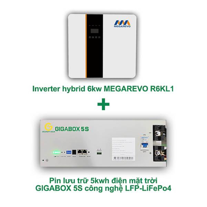 Inverter Hybrid Megarevo R6KL1 và Gigawatt Solar Gigabox 5S cho lưu trữ điện mặt trời gia đình - 1