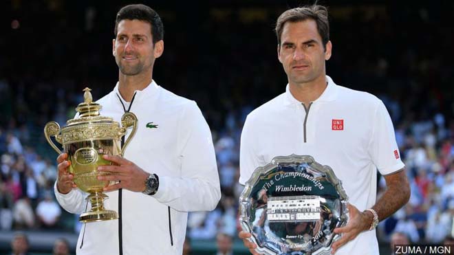 Djokovic (trái) từng đánh bại Federer ở chung kết năm 2019