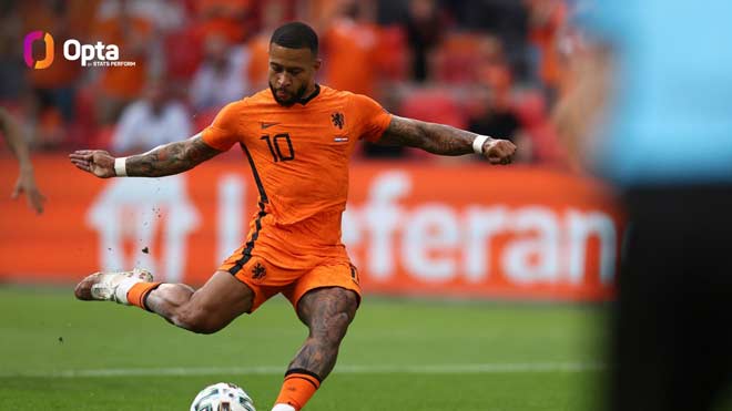 Memphis Depay mở tỷ số cho ĐT Hà Lan trên chấm phạt đền khi đấu ĐT Áo