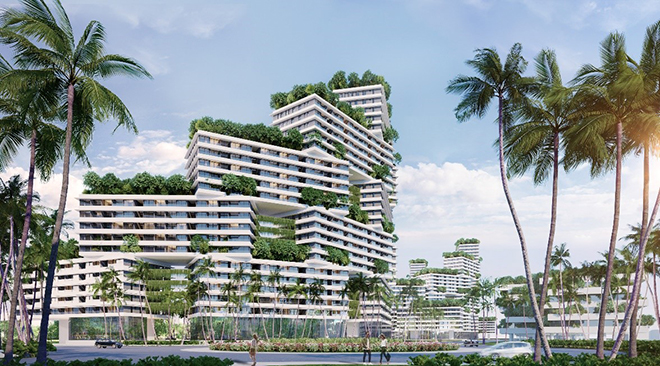 Với kiến trúc xanh xếp chồng độc đáo – Kiến trúc sư Nguyễn Hoàng Mạnh (MIA Design) đã thổi hồn vào văn hóa bản địa Bình Thuận với khu phức hợp căn hộ biển Wyndham Coast.