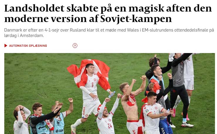 "Buổi tối ma thuật tái hiện" - tiêu đề của&nbsp;Dagbladet Politiken