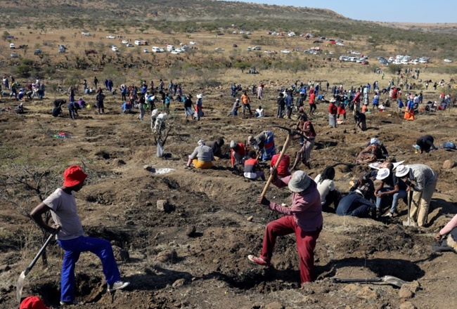 Thành viên hội đồng điều hành phát triển kinh tế và du lịch của tỉnh KwaZulu-Natal - nơi người dân đào bới bằng cuốc, xẻng từ 12/6 để tìm kim cương cho biết, có 3000 người đã đổ đến ngôi làng.
