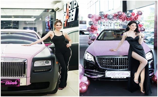 "Nữ hoàng nội y" Ngọc Trinh và "Ngọc nữ bolero" LiLy Chen là 2 mỹ nhân nổi tiếng của Vbiz. 2 cô gái này đều sử dụng siêu xe màu đen hồng cực kỳ ấn tượng.
