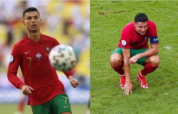 Trong trận với Đức, Ronaldo mặc áo dài tay ở hiệp 1 rồi chuyển thành áo ngắn tay ở hiệp 2, Bồ Đào Nha thua 2-4. Ảnh: Getty.