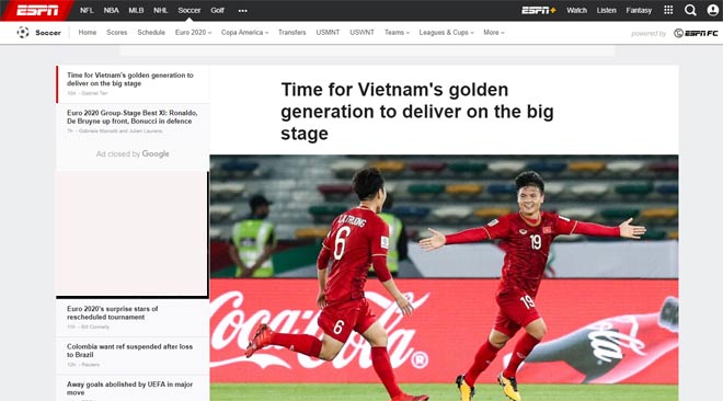 Ký giả Gabriel Tan của trang báo ESPN viết bài báo đáng chú ý về "Thế hệ vàng" hiện tại của ĐT Việt Nam