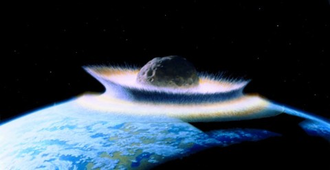 Tiểu hành tinh giết khủng long đâm vào Trái Đất - Ảnh đồ họa: BẢO TÀNG LỊCH SỬ TỰ NHIÊN QUỐC GIA MỸ