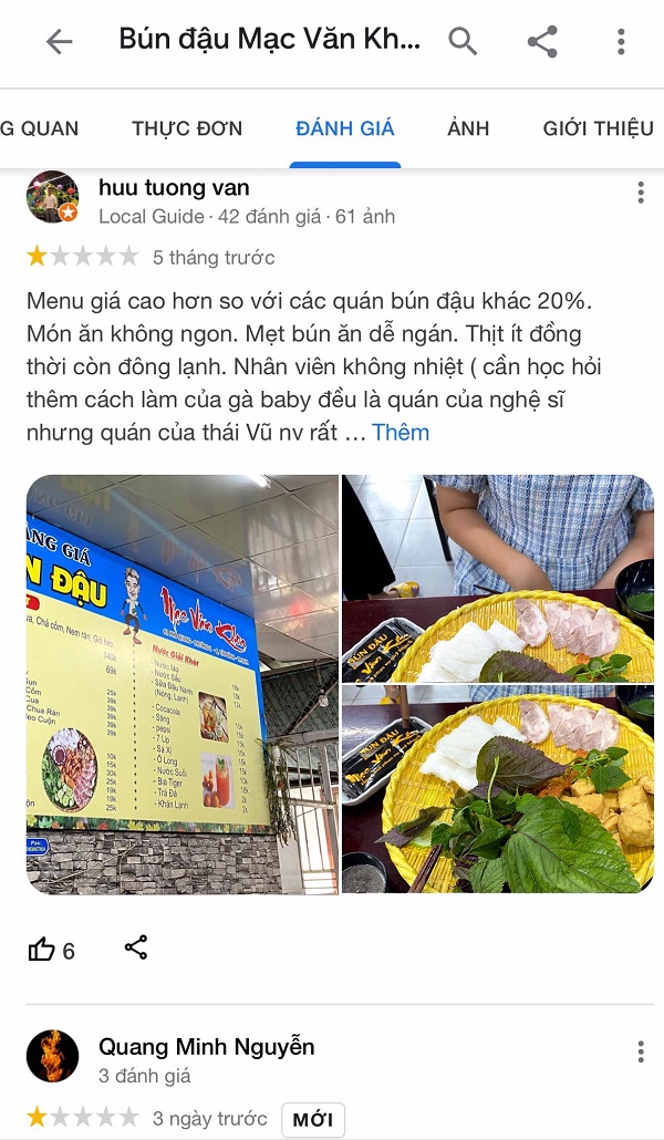 Hàng loạt đánh giá 1 sao trên Foody và Google Maps