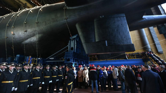 Siêu tàu ngầm vũ trang hạt nhân Belgorod. Ảnh: RIA Novosti
