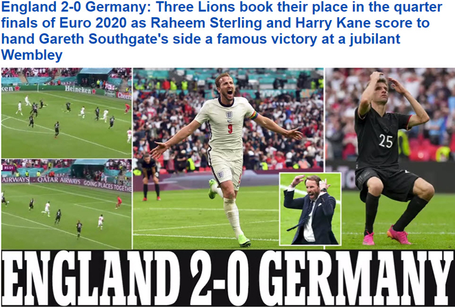 Báo Anh không tiếc lời ca ngợi đội nhà sau chiến thắng trước ĐT Đức