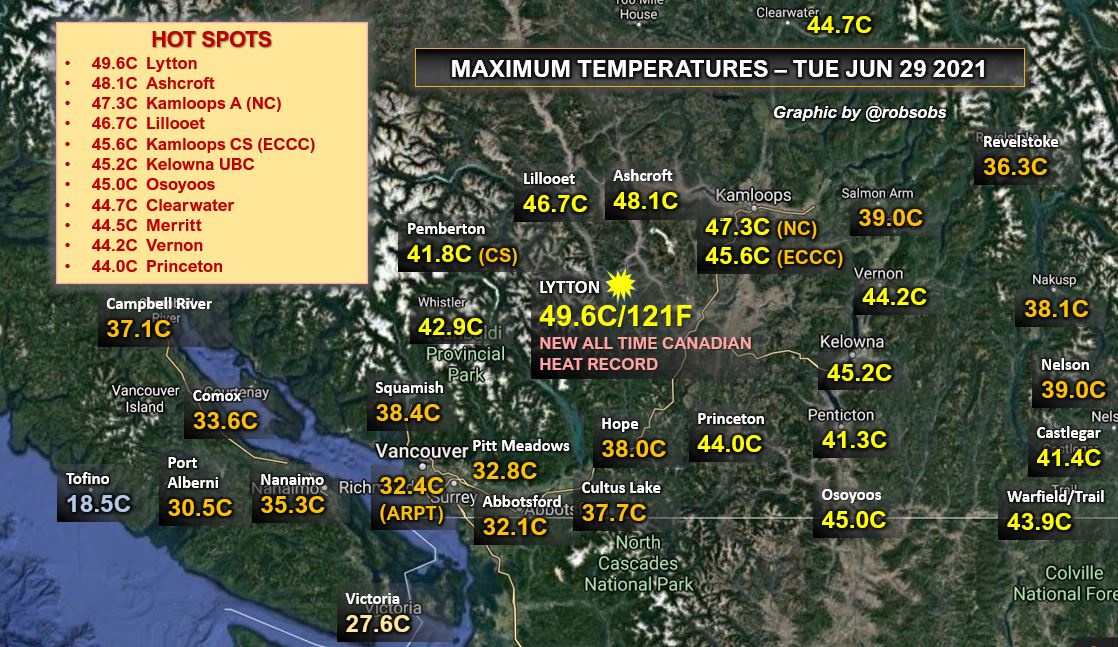 49,6 độ C là mức nhiệt độ cao nhất lịch sử ghi nhận ở Canada ngày 29.6.