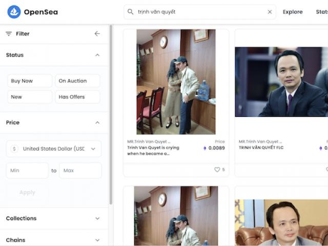 Hình NFT ông Trịnh Văn Quyết được rao bán với mức giá gần 17.000 USD