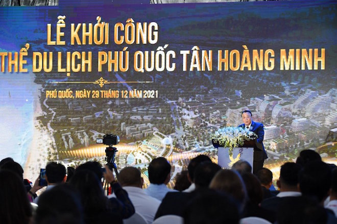 Ông Đỗ Anh Dũng trong lễ khởi công khu phức hợp tỷ đô của Tân Hoàng Minh tại Phú Quốc