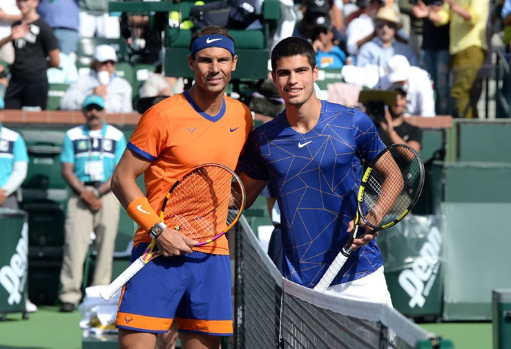 Rafael Nadal từng rất vất vả mới thắng được truyền nhân của mình, Carlos Alcaraz ở bán kết Indian Wells Masters năm nay