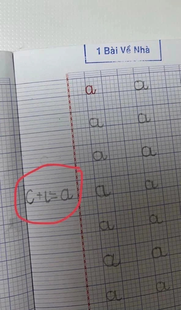 Học sinh lớp 1 sáng tạo ra công thức viết chữ "a"