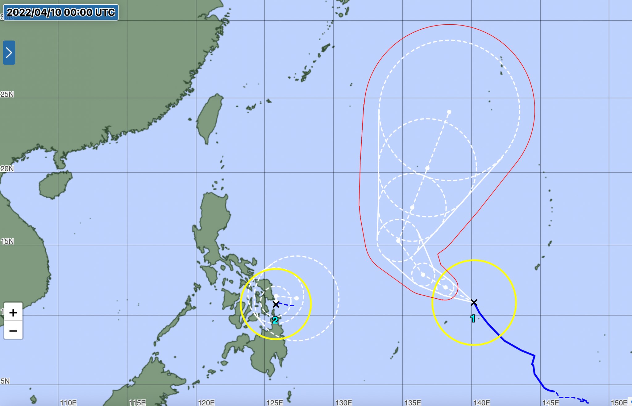 Hai cơn bão đang hoạt động gần Biển Đông - 1