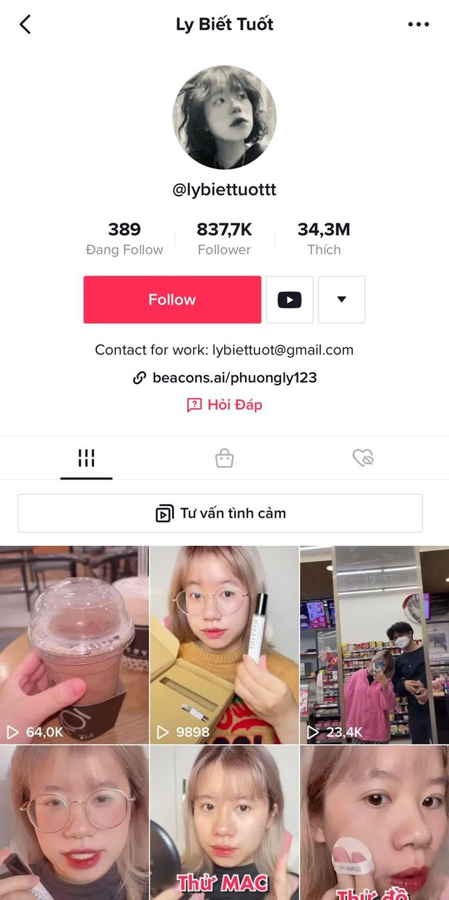 Kênh TikTok hơn 800K followers của cô bạn GenZ "học bá" này. Ảnh: TikTok NV.