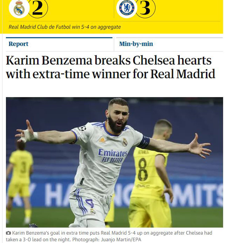 Tờ The Guardian cho rằng "Big Benz" đã làm tan nát trái tim các cầu thủ và fan Chelsea