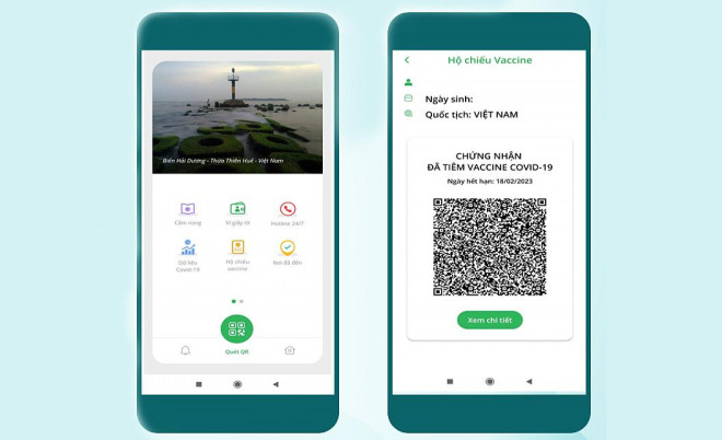 Mẫu hộ chiếu vắc-xin hiển thị trên ứng dụng PC Covid-19 - Ảnh: Bộ Y tế