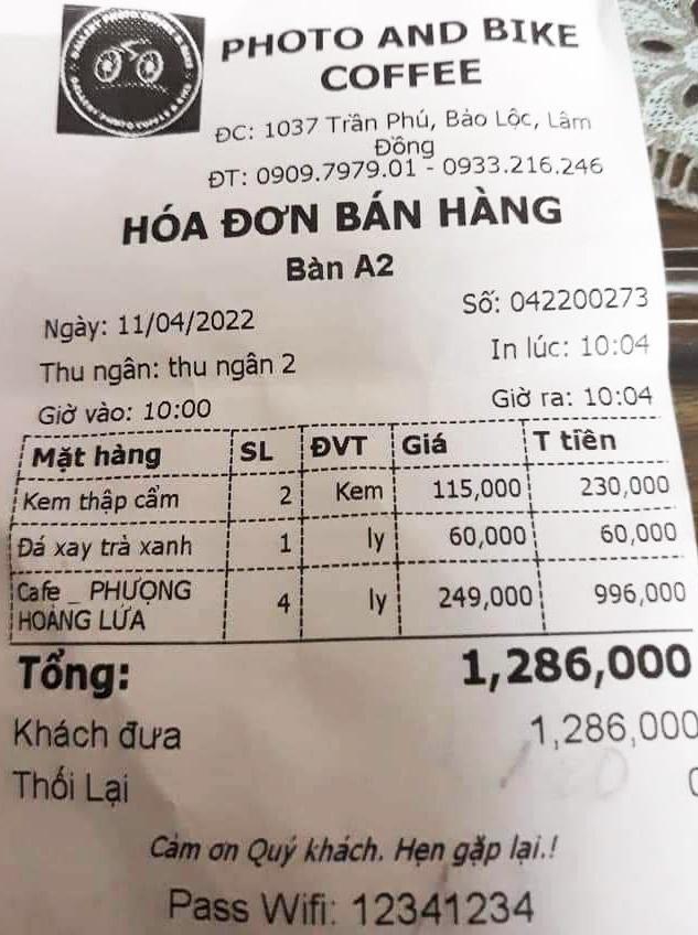 Cà phê "Phượng hoàng lửa" giá 249 ngàn đồng/ly