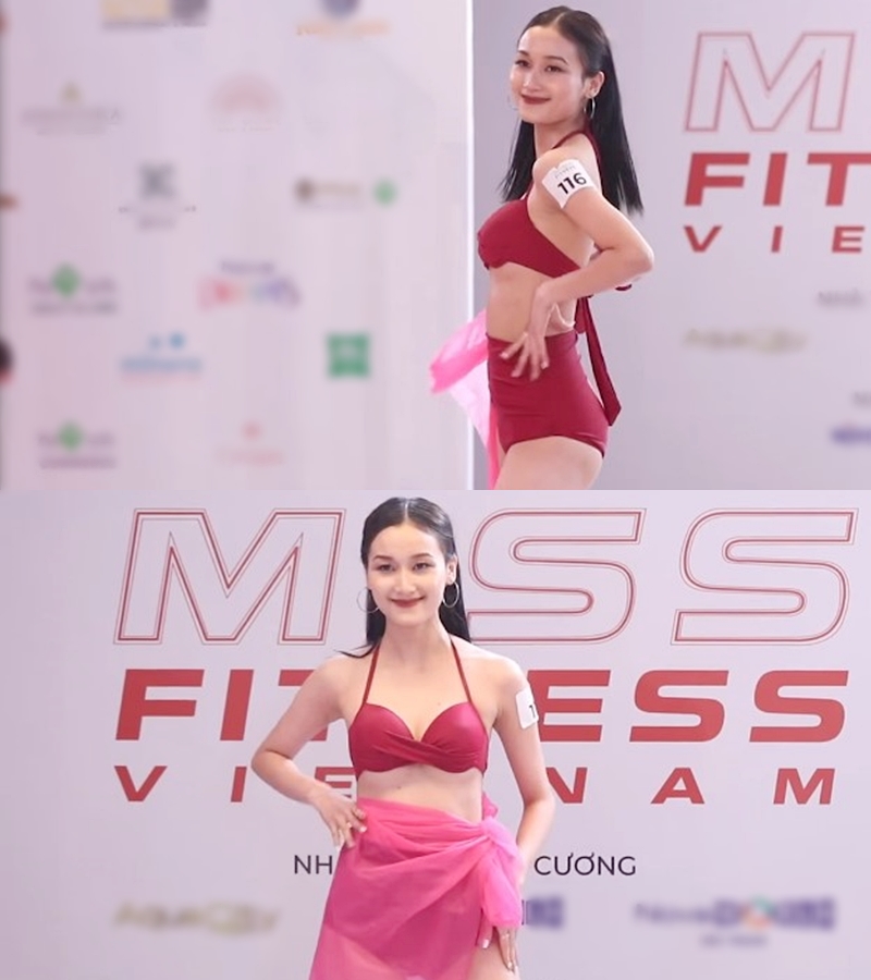 The 19-year-old Bac Ninh girl caused controversy because she wore a swimsuit that did not fit her chest to compete in the beauty pageant - 3