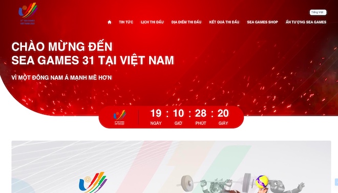 Website chính thức đếm lùi thời gian tới SEA Games 31.