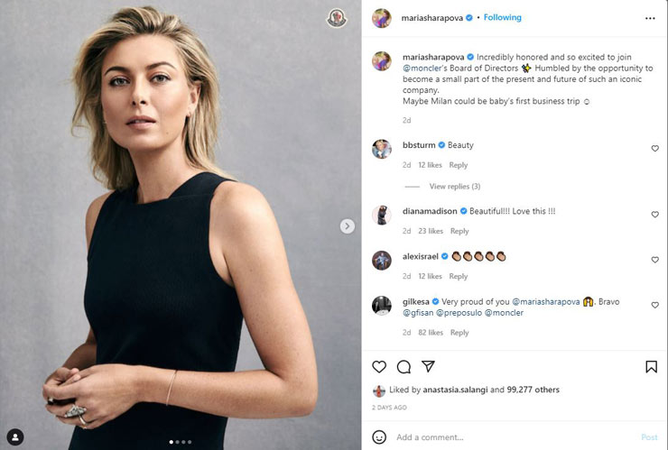 Sharapova khoe việc sắp lên chức to