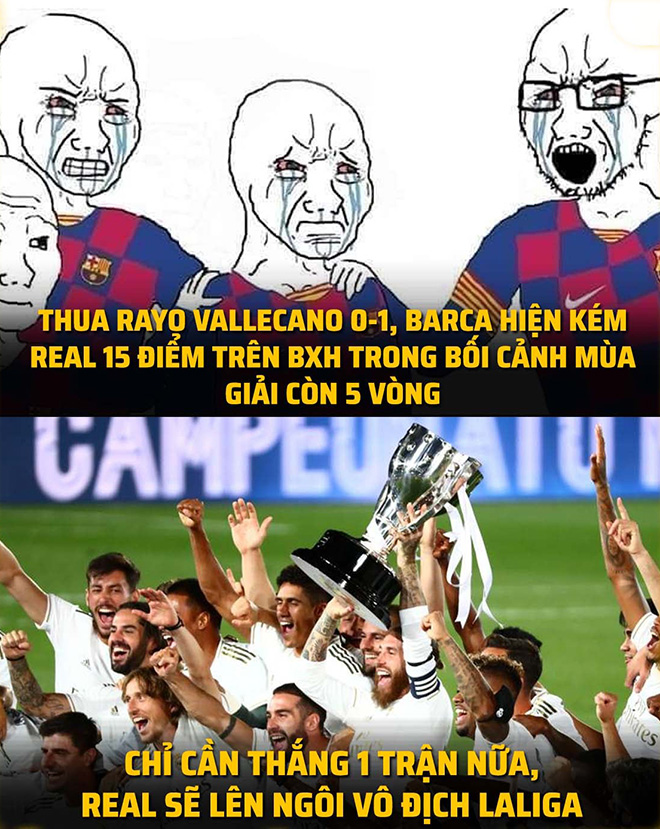 Chỉ cần 1 trận thắng nữa Real sẽ lên ngôi vô địch La Liga mùa giải năm nay.